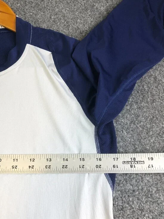 Nike Pro Shirt Mens Small White Blue Baseball MLB Compression Fitted Raglan - Picture 8 of 11